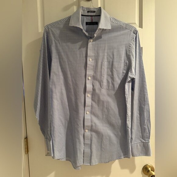 Tommy Hilfiger Blue and White Checkered Shirt Size M - Picture 1 of 5